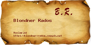 Blondner Rados névjegykártya
